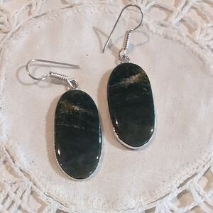 Moss Agate Stone Drop Earrings